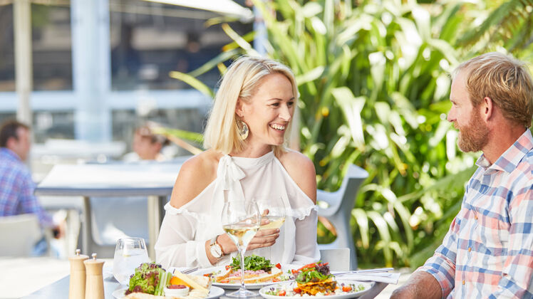 The Commodore Christchurch hotel’s terrace is  a magnet for guests at lunch and for pre dinner drinks.