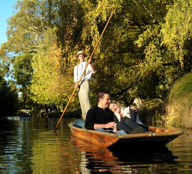 Romantic couple punting Christchurch